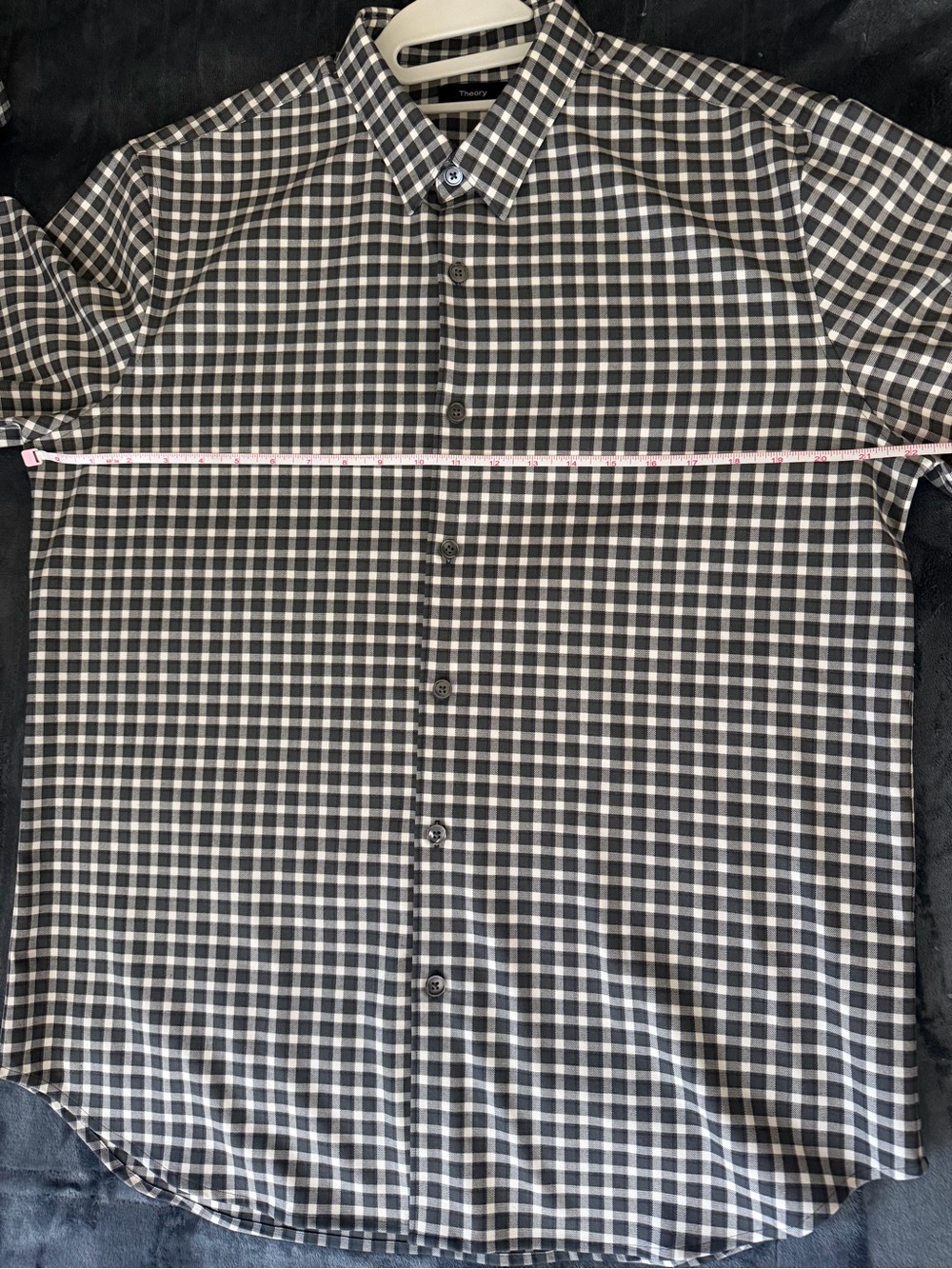 Theory Rammy NP Ombre Gingham Plaid Button Front Shirt XL Black Gray - Picture 6 of 11